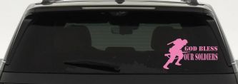 God Bless Our Soldiers Military Car Truck Window Vinyl Decal Sticker (Pink)