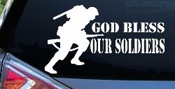 God Bless Our Soldiers Military Car or Truck Window Decal Sticker