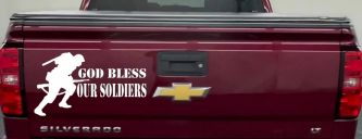 God Bless Our Soldiers Military Car or Truck Window Decal Sticker (White)