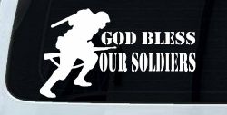 God Bless Our Soldiers Military Car or Truck Window Decal Sticker