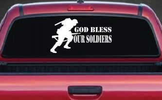 God Bless Our Soldiers Military Car or Truck Window Decal Sticker
