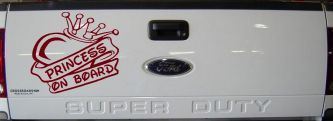 Princess On Board with Heart and Crown Car or Truck Window Decal Sticker (Burgundy)