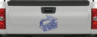 Princess On Board Decal - Heart Crown Car Window Vinyl Sticker (Navy)