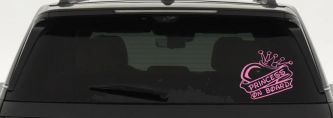 Princess On Board with Heart and Crown Car or Truck Window Decal Sticker (Pink)