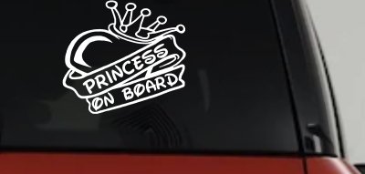 Princess On Board Decal - Heart Crown Car Window Vinyl Sticker