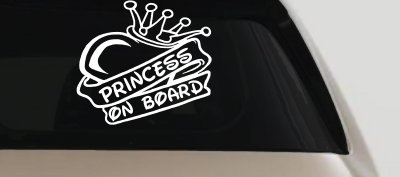 Princess On Board Decal - Heart Crown Car Window Vinyl Sticker