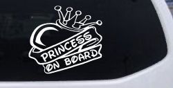 Princess On Board with Heart and Crown Car or Truck Window Decal Sticker