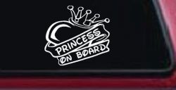 Princess On Board with Heart and Crown Car or Truck Window Decal Sticker