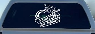 Princess On Board with Heart and Crown Car or Truck Window Decal Sticker