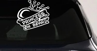 Princess On Board Decal - Heart Crown Car Window Vinyl Sticker