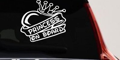 Princess On Board Decal - Heart Crown Car Window Vinyl Sticker