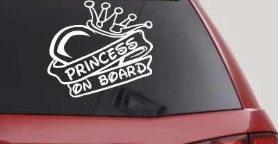 Princess On Board Decal - Heart Crown Car Window Vinyl Sticker