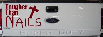Tougher Than Nails Cross Christian Car Truck Window Vinyl Decal Sticker (Burgundy)