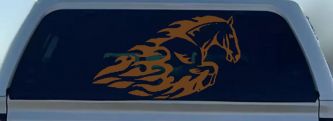 Flaming Horse Biker Car or Truck Window Decal Sticker (Copper)