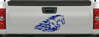 Flaming Horse Biker Car or Truck Window Decal Sticker (Navy)