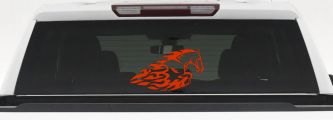 Flaming Horse Biker Car or Truck Window Decal Sticker (Orange Red)