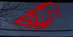 Flaming Horse Biker Car or Truck Window Decal Sticker (Red)