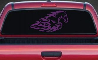 Flaming Horse Biker Car or Truck Window Decal Sticker (Violet)
