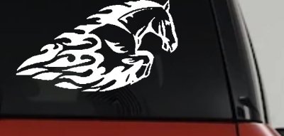 Flaming Horse Biker Car or Truck Window Vinyl Decal Sticker
