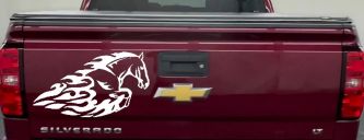 Flaming Horse Biker Car or Truck Window Decal Sticker (White)