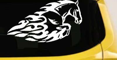 Flaming Horse Biker Car or Truck Window Vinyl Decal Sticker