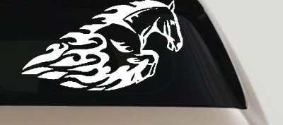 Flaming Horse Biker Car or Truck Window Vinyl Decal Sticker