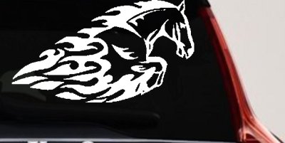 Flaming Horse Biker Car or Truck Window Vinyl Decal Sticker