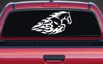 Flaming Horse Biker Car or Truck Window Decal Sticker