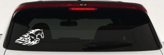 Flaming Horse Biker Car or Truck Window Decal Sticker (White)