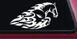 Flaming Horse Biker Car or Truck Window Decal Sticker