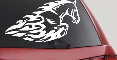 Flaming Horse Biker Car or Truck Window Vinyl Decal Sticker