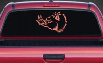 Wild Boar Hog Hunting Car or Truck Window Decal Sticker (Coral)