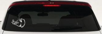 Wild Boar Hog Hunting Car or Truck Window Decal Sticker (White)