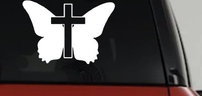 Christian Butterfly Cross Decal for Car Truck Window - Faith Sticker