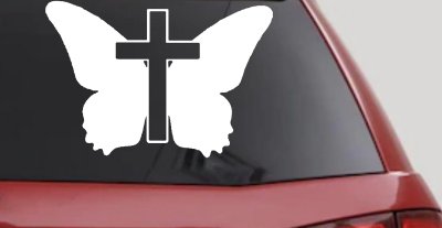 Christian Butterfly Cross Decal for Car Truck Window - Faith Sticker