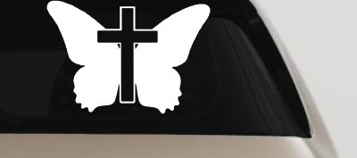 Christian Butterfly Cross Decal for Car Truck Window - Faith Sticker