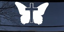 Butterfly With Cross Christian Car or Truck Window Decal Sticker