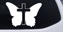 Butterfly With Cross Christian Car or Truck Window Decal Sticker