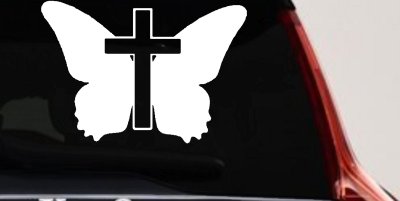 Christian Butterfly Cross Decal for Car Truck Window - Faith Sticker