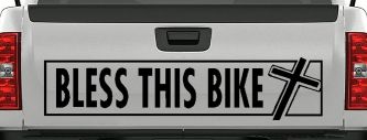 Bless This Bike Christian Biker Car or Truck Window Decal Sticker (Matte Black)