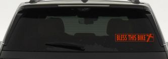 Bless This Bike Christian Biker Car or Truck Window Decal Sticker (Orange Red)