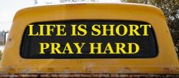 Life is Short Pray Hard Christian Car or Truck Window Decal Sticker (Yellow)
