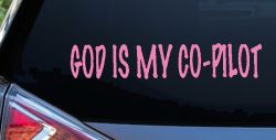 God Is My Co Pilot Christian Car or Truck Window Decal Sticker (Pink)