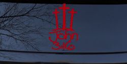 3 Crosses With John 3:16 Christian Car or Truck Window Decal Sticker (Red)