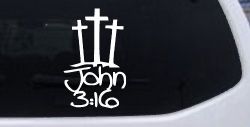 3 Crosses With John 3:16 Christian Car or Truck Window Decal Sticker