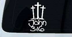 3 Crosses With John 3:16 Christian Car or Truck Window Decal Sticker