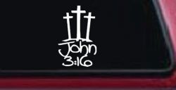 3 Crosses With John 3:16 Christian Car or Truck Window Decal Sticker