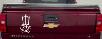 3 Crosses John 3 16 Christian Car Truck Window Decal Sticker Vinyl (White)