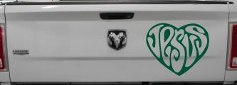 Jesus Heart Christian Car or Truck Window Decal Sticker (Dark Green)