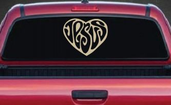Jesus Heart Christian Car or Truck Window Decal Sticker (Desert Sand)